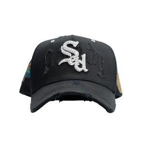 vista frontal de la gorra dandy hats psicodelica de sad boyz